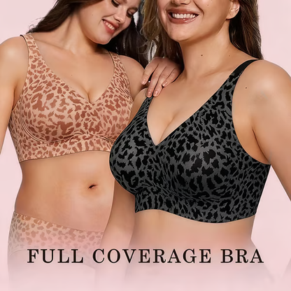 🏆 🔥Super Firming Leopard Print Jelly Bra | Women Wirefree Bras 👍No More Sagging Breasts