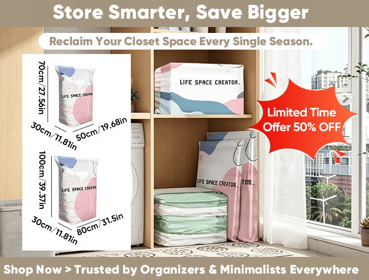 No-Pump Vacuum Storage Compression Bags